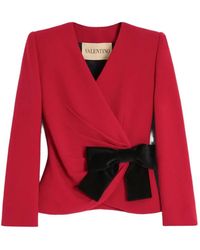 Valentino Garavani - Wool Crepe Jacket With Contrasting Bow - Lyst