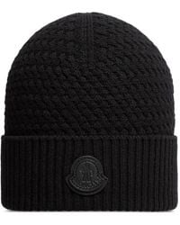 Moncler - Gerippte Beanie Mit Logo-Patch - Lyst