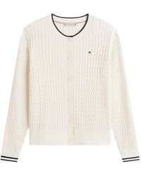 Tommy Hilfiger - Crew-Neck Cable-Knit Cardigan - Lyst