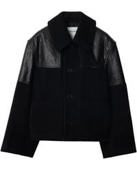 Burberry - Panelled Leather-Wool Jacket - Lyst