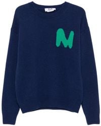 MSGM - Pull À Logo Brodé En Maille Intarsia - Lyst