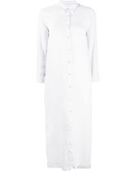 120% Lino Blousejurk Met Lange Mouwen - Grijs