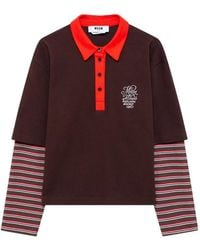 MSGM - Polo À Logo Brodé Et Manches À Effet De Superposition - Lyst