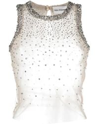 Des Phemmes - Crystal-Embellished Tank Top - Lyst