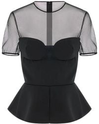 Nensi Dojaka - Sheer-Neckline Blouse - Lyst