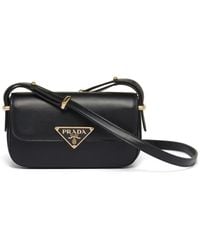 Prada - Logo-Plaque Leather Shoulder Bag - Lyst