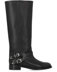 Pinko - Buckle-Detail Leather Boots - Lyst