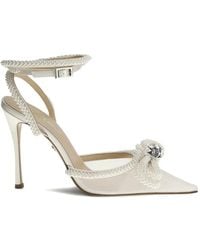 Mach & Mach - Pearl Bow Mesh Heeled Pumps - Lyst