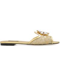 Dolce & Gabbana - Bianca Lace Brooch-Detail Slides - Lyst
