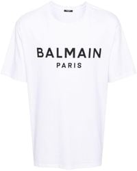 Balmain - T-Shirt aus Baumwoll-Jersey mit Logoprint - Lyst