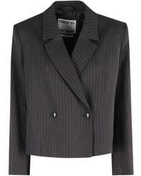 Essentiel Antwerp - Pinstripe Double-Breasted Cropped Blazer - Lyst