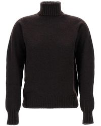 Drumohr - Ribbed-Trim Wool Sweater - Lyst