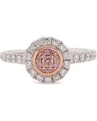 HYT Jewelry - 18K Rose And Platinum Half-Pavé Diamond Ring - Lyst