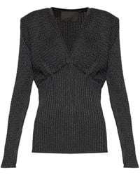 Akep - Metallic-Thread Ribbed-Knit Sweater - Lyst