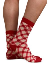Damson Madder - Gingham-Pattern Logo-Embroidered Socks (Set Of Two) - Lyst