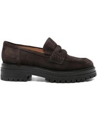 Gianvito Rossi - Suede-Leather Penny Loafers - Lyst