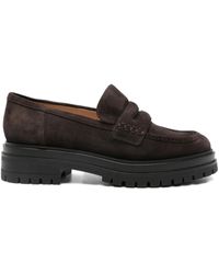 Gianvito Rossi - Suede-Leather Penny Loafers - Lyst