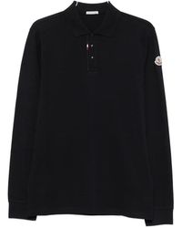 Moncler - Logo-Patch Long-Sleeve Polo Shirt - Lyst
