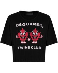 DSquared² - T-shirt crop à logo imprimé - Lyst