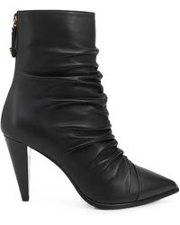 Pinko - Ruched Pointed-Toe Ankle Boots - Lyst