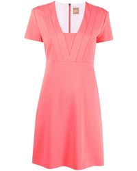 BOSS - Square Neck Short Dress - Lyst