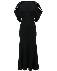 Victoria Beckham - Draped-sleeve Flared Midi Dress - Lyst