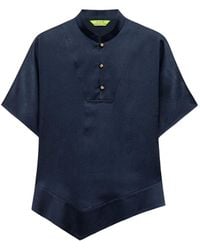 Shanghai Tang - Drape Asymmetric-Hem Silk Top - Lyst