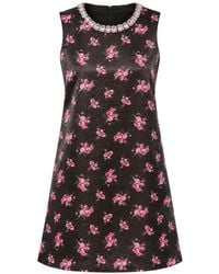 Essentiel Antwerp - Katia Neckline-Embellished Floral-Print Mini Dress - Lyst