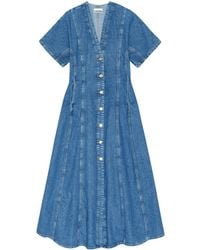 Ganni - Denim Maxi Dress - Lyst