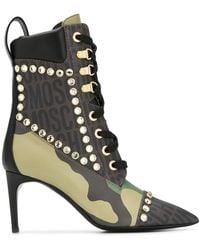 Moschino - Crystal-Embellished Camouflage-Print Boots - Lyst