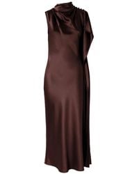 Pinko - Long, One-Shoulder Satin Dress - Lyst