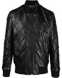 Philipp Plein - キルティングレザー ボンバージャケット - Lyst