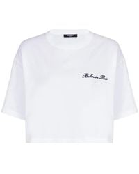 Balmain - T-Shirt En Coton À Logo Brodé - Lyst