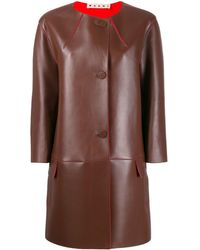 Marni Kraagloze Mantel - Bruin
