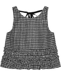 Ganni - Top a cuadros con volantes - Lyst