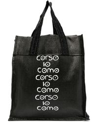 10 Corso Como - Logo-Print Raffia Tote Bag - Lyst
