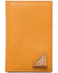 Prada - Triangle-Logo Leather Card Holder - Lyst