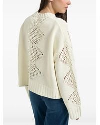 Liu Jo - Crystal-Embellished Open-Knit Sweater - Lyst