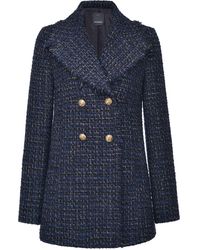 Pinko Tweed Double-breasted Coat - Black