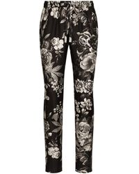 Dolce & Gabbana - Floral-print Silk Track Pants - Lyst