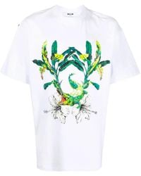 MSGM - T-Shirt Met Grafische Print - Lyst
