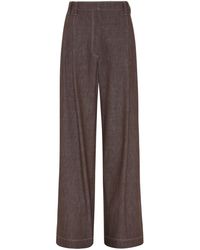 Brunello Cucinelli - Denim-Effect Wide-Leg Trousers - Lyst