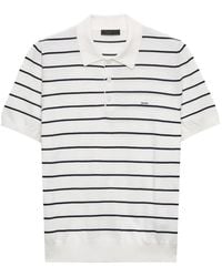 Prada - Gestreept Katoenen Poloshirt Met Korte Mouwen - Lyst