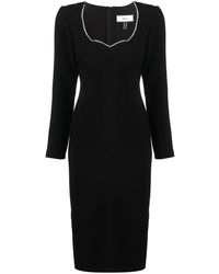 Nissa - Crystal-Embellished Long-Sleeve Midi Dress - Lyst