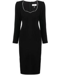 Nissa - Crystal-Embellished Long-Sleeve Midi Dress - Lyst