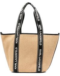 KARL LAGERFELD - Logo Woven Beach Tote Bag - Lyst