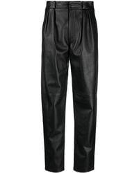 Ralph Lauren Collection - Pantalon droit en cuir à taille haute - Lyst