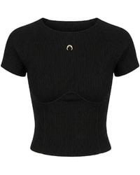Marine Serre - Ribbed-Knit Crescent Moon Top - Lyst