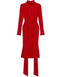 Blumarine - High-Neck Draped Midi Dress - Lyst