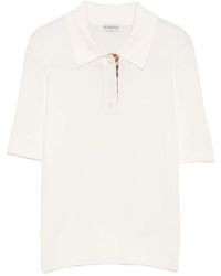 Burberry - Wool Knit Button Placket Polo With Check Detail - Lyst